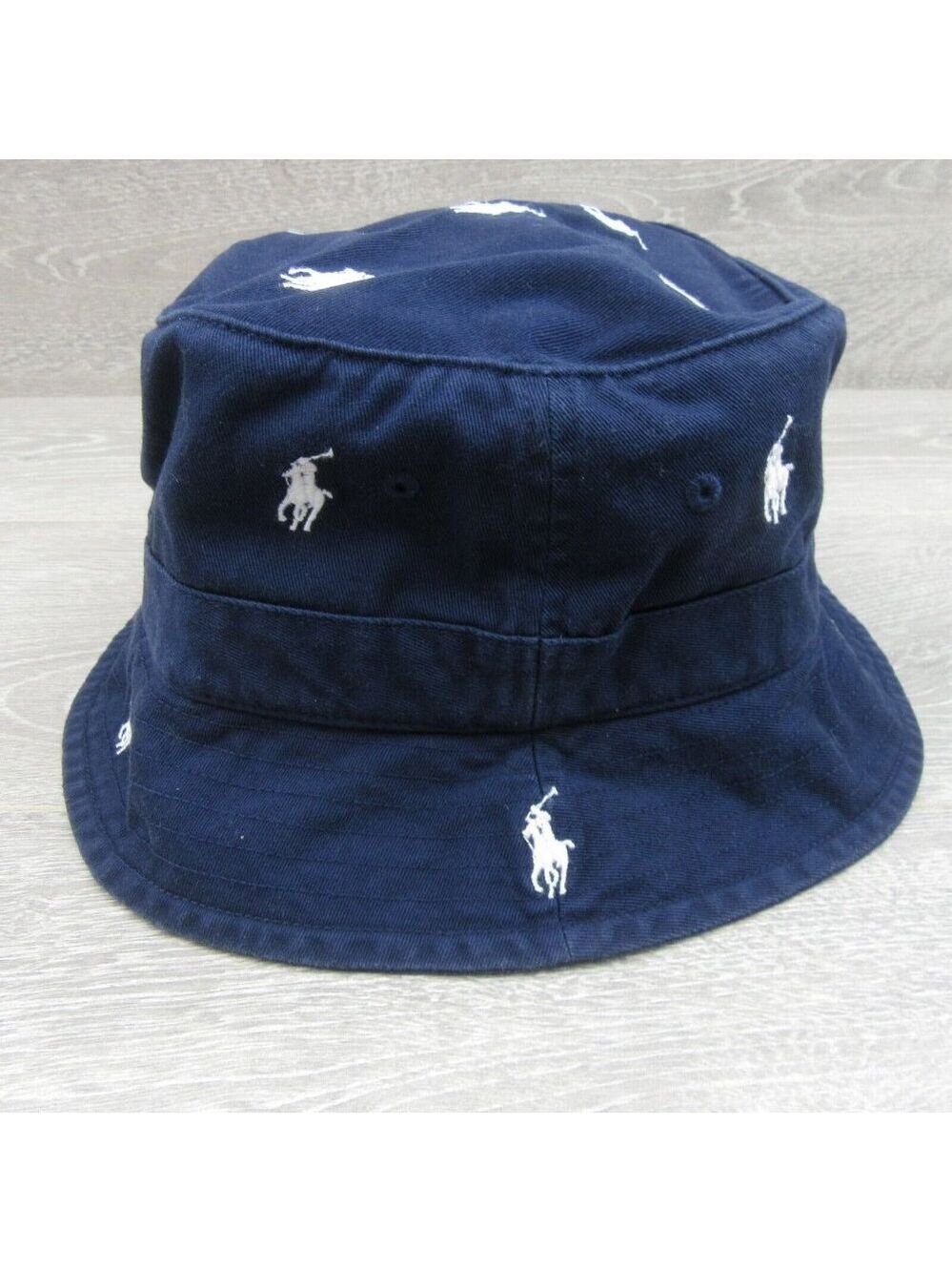Polo Ralph Lauren Embroidered Pony Bucket Hat Adult Size S/M Navy Blue White NEW - Picture 6 of 12